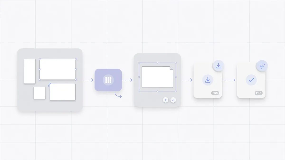 Workflow showing resolution choice then local pure white PNG download