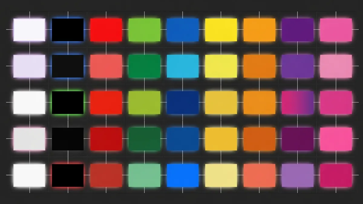Color screen matrix concept: white, black, red, green, blue solid fields